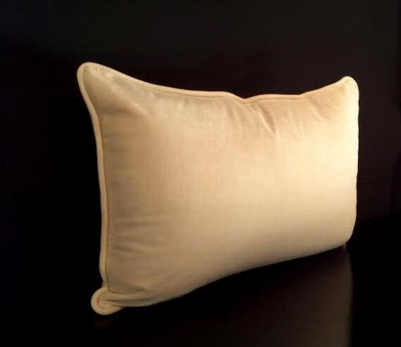 Ivory Velvet Throw Pillow Cover 16 by 24 Velvet