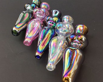 Iridescent Lady Glass Tobacco Chillum - H*128