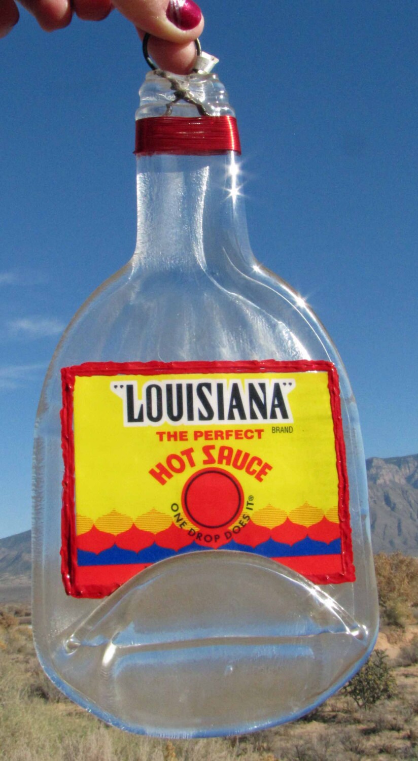 Louisiana Hot Sauce Bottle melted flat with labels