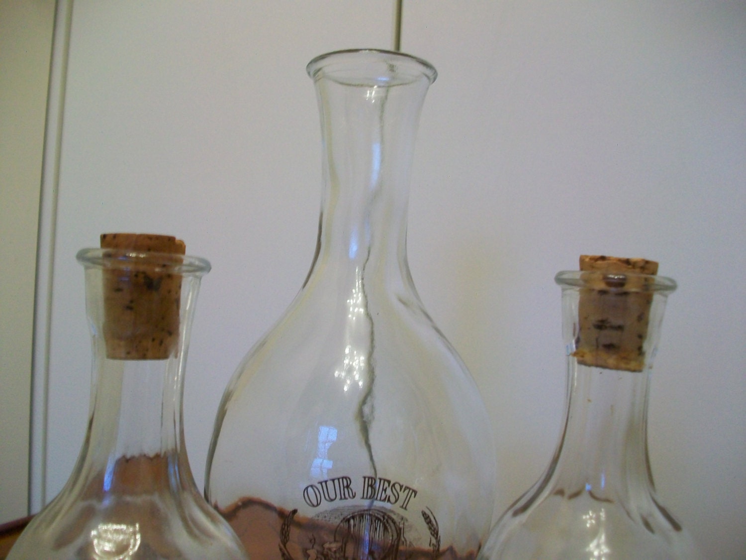 c. 60s70s serving set comprising glass wine carafe, dressing and
