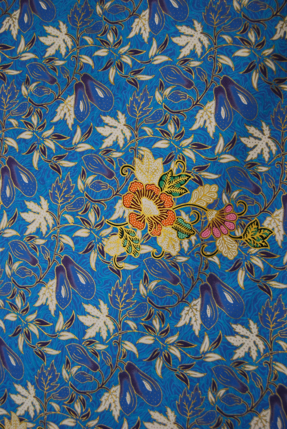 Blue Malaysian batik fabric by MissIines on Etsy