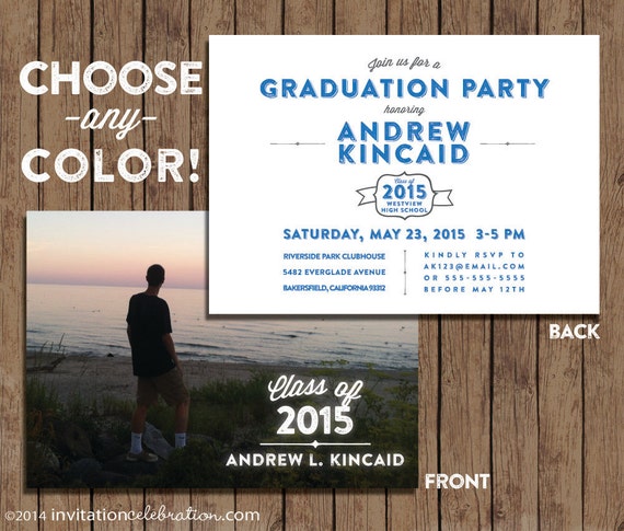 retro graduation invitation you choose any color open house