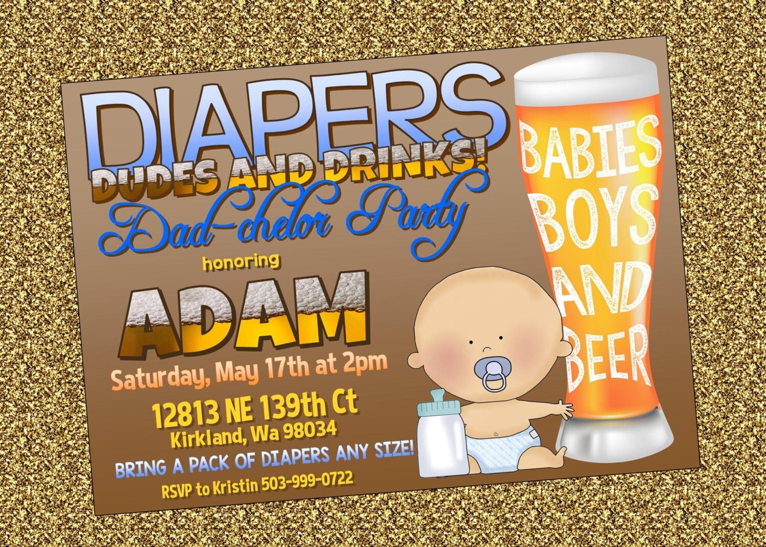 Diaper Shower Digital Invitation for Dad by ReigningParties