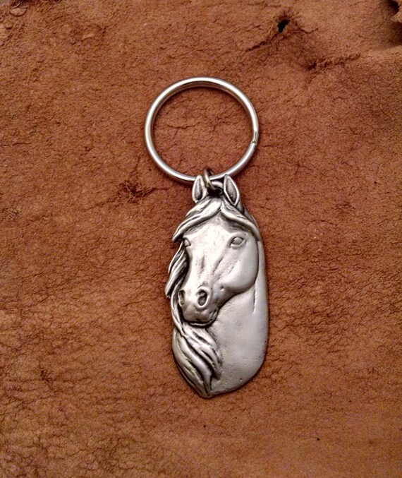 Pewter Horsehead Keychain Horse Keychain