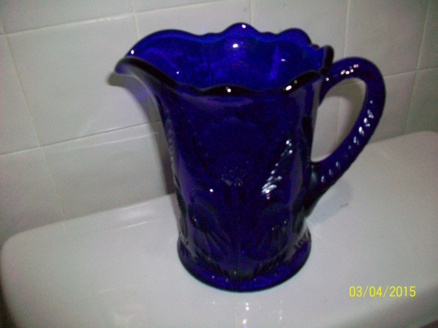 Mosser Cobalt Blue Inverted Thistle Design Juice Pitcher 6366