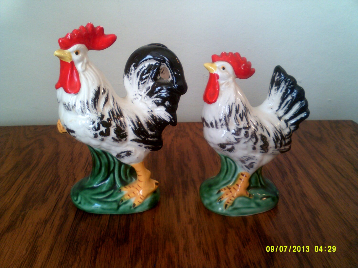 vintage ceramic rooster and hen