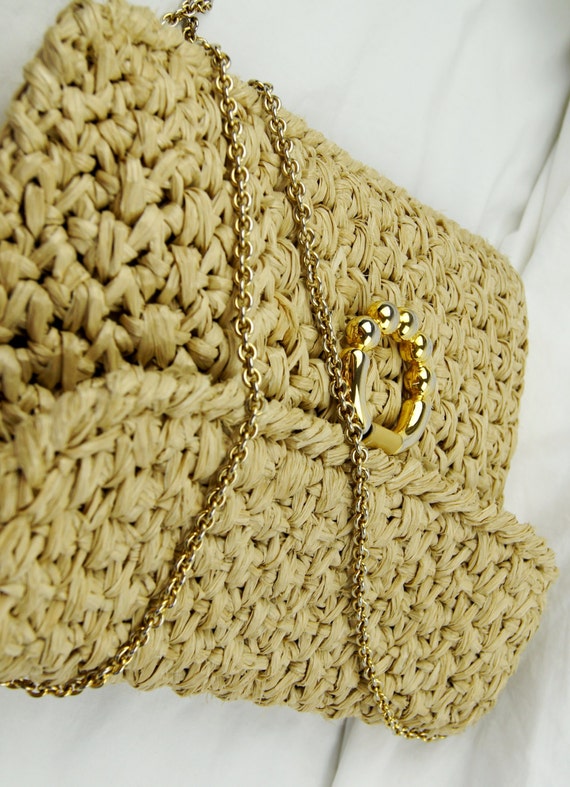 Vintage 1970â€™s Rodo Woven Straw Purse Handbag with Chain Strap Made ...