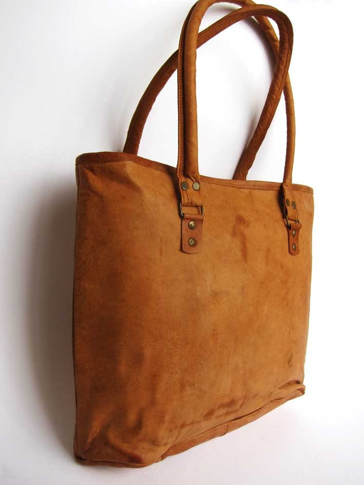 Handmade Leather Vintage Style Shopper Bag Big Leather Bag