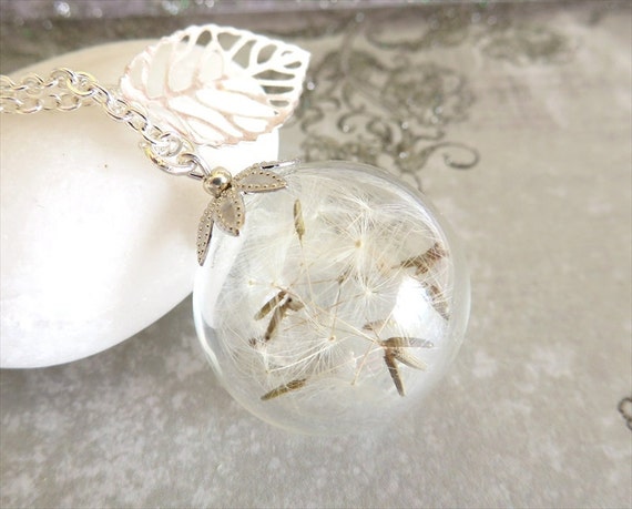 Dandelion Seed Necklace, Wish Necklace, Orb Necklace, Dandelion Jewelry, Gift for Mom, Bridesmaid Gift