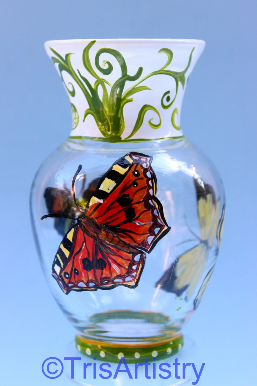 Mini Hand Painted Butterfly Snipet Vase Vase Mini