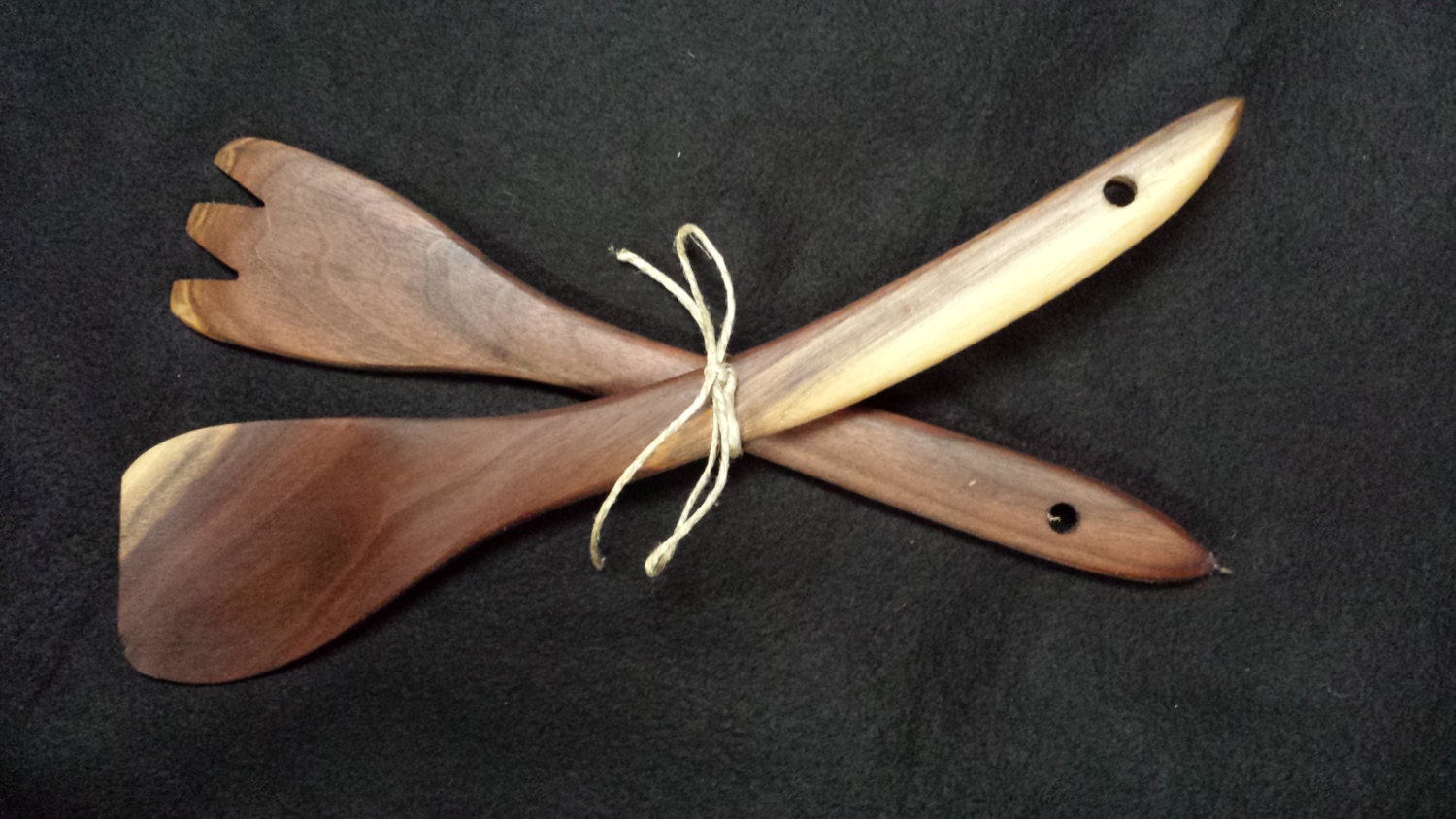 Salad Servers Handmade Walnut