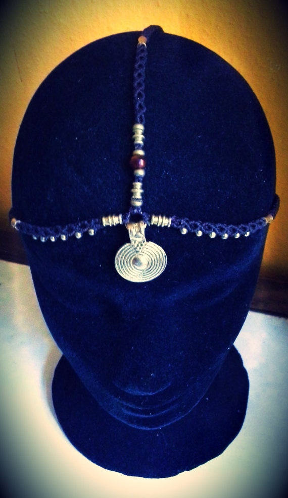 Macrame Headband third eye triangle headpiece crown by MagicKnots