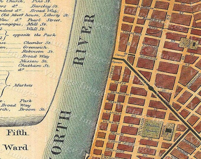 1807 Large Historic New York City Map Plan Restoration Hardware Style lower Manhattan wall Map Fine Art Print home decor