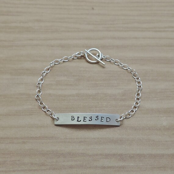 Blessed Sterling Silver Bracelet Hand Stamped Sterling Silver