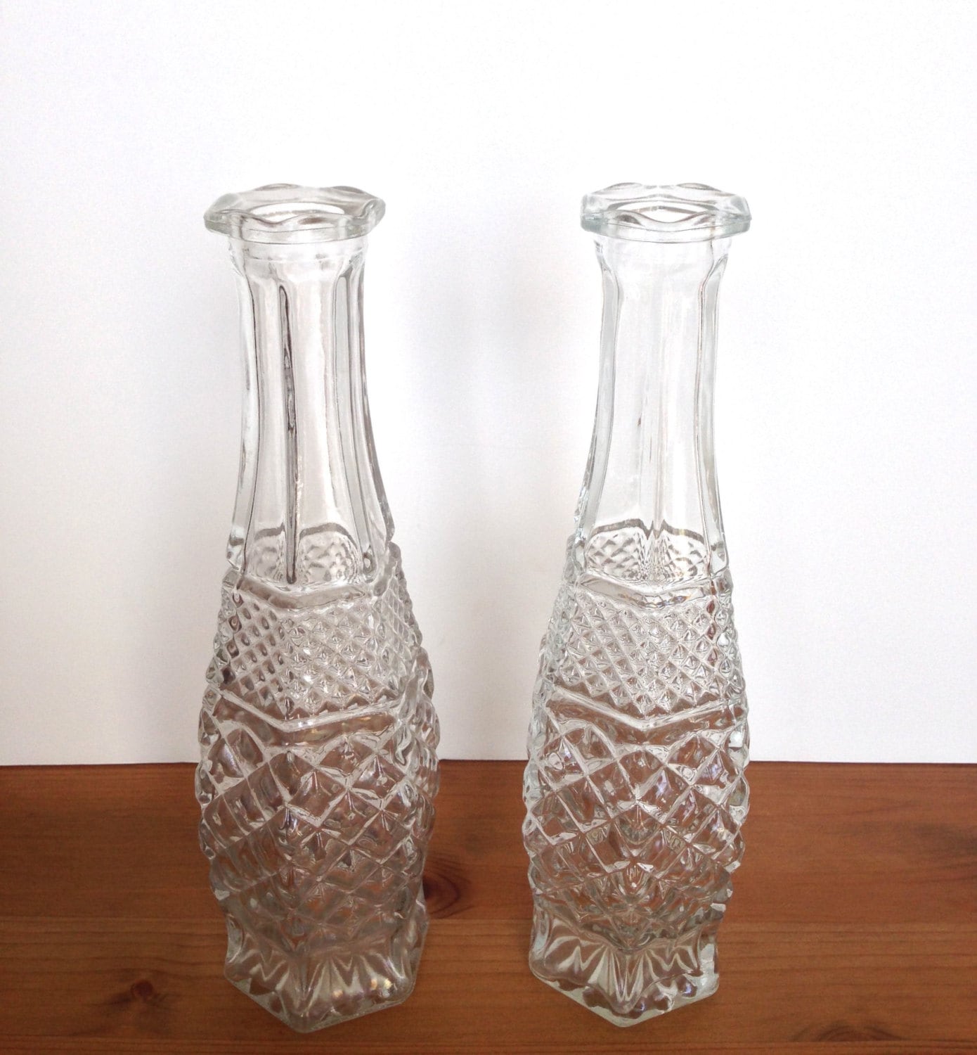 Vintage pressed glass bottle shaped vase elegant by Acrossthegap