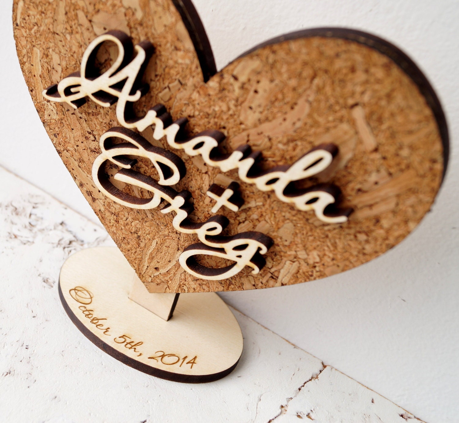 Rustic wedding heart decoration personalized by CorkCountryCottage