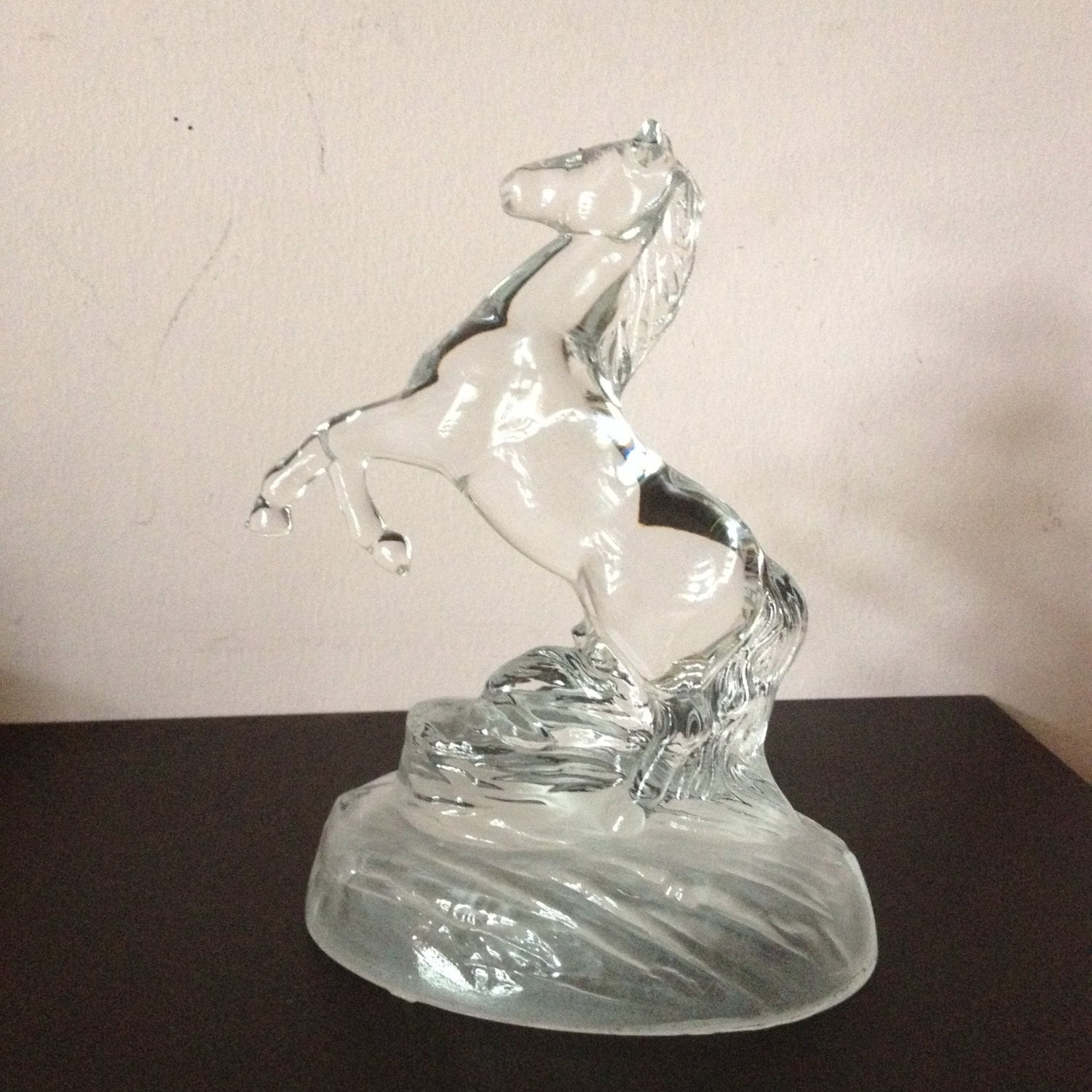 HORSE GLASS STATUE beautiful clear glass by AnnmarieFamilyTree