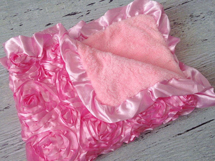 Pink Baby Blanket Plush Baby Blanket Super by BabySquishyCheeks