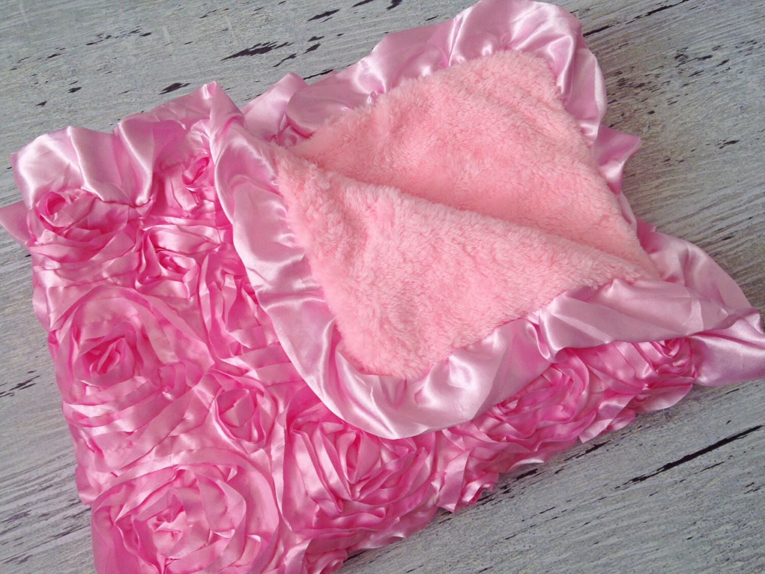 Pink Baby Blanket Plush Baby Blanket Super by BabySquishyCheeks