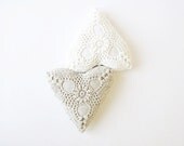 Linen lavender heart sachet -crochet hanging decoration -handmade - wedding favor- gift