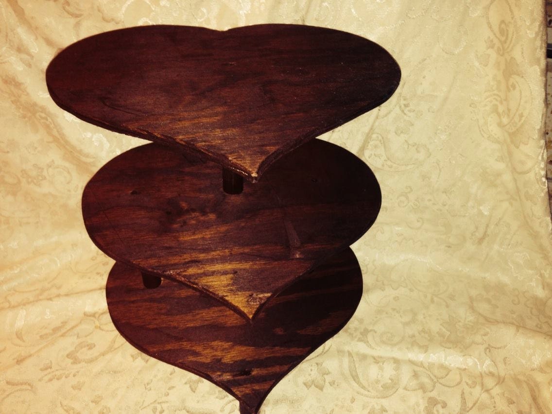 Heart Shaped Wood Cupcake Stand 3 tier by SouthWoodCreations
