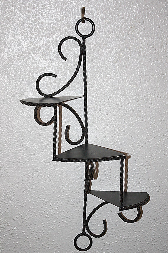 Items similar to Vintage Quality Black Wrought Iron, Wall Hanging 3 ...