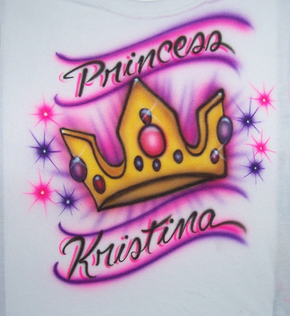 Airbrushed princess crown Airbrush t shirt Personalized...