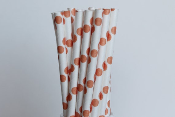 Peach Polka Dot Paper Straws-Peach Straws-Polka Dot Straws-Blush Straws-Wedding Straws-Party Straws-Mason Jar Straws-Shower Straws Il_570xn