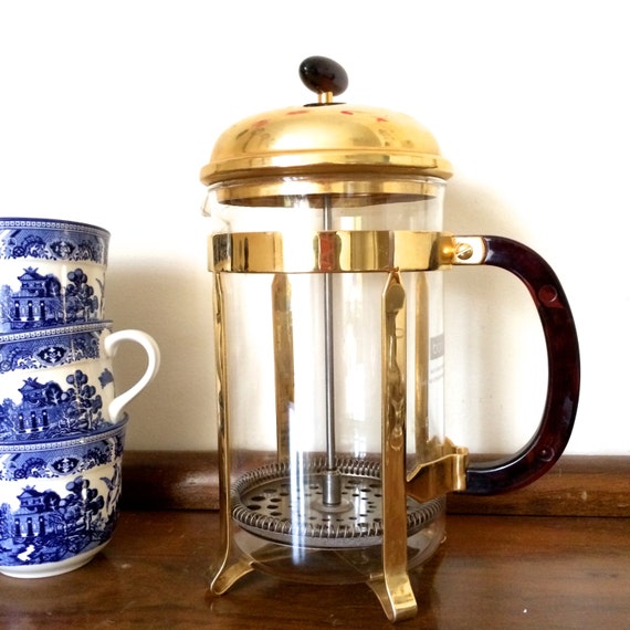 1980s Bodum Chambord Large French Press Coffee Maker Gold