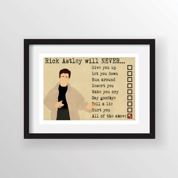 Rick Astley Never Gonna... Minimalist Poster Print by Posteritty