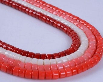 6mm Colored coral heishi rondelle spacer beads full strand 15.5"