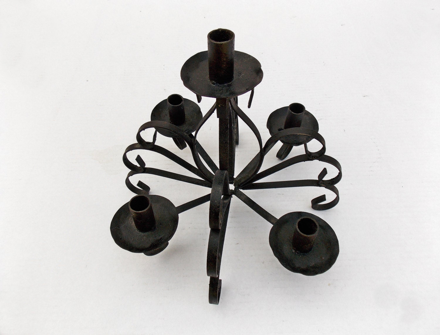 Vintage Wrought Iron Candle Holder Candlestick Medieval Gothic