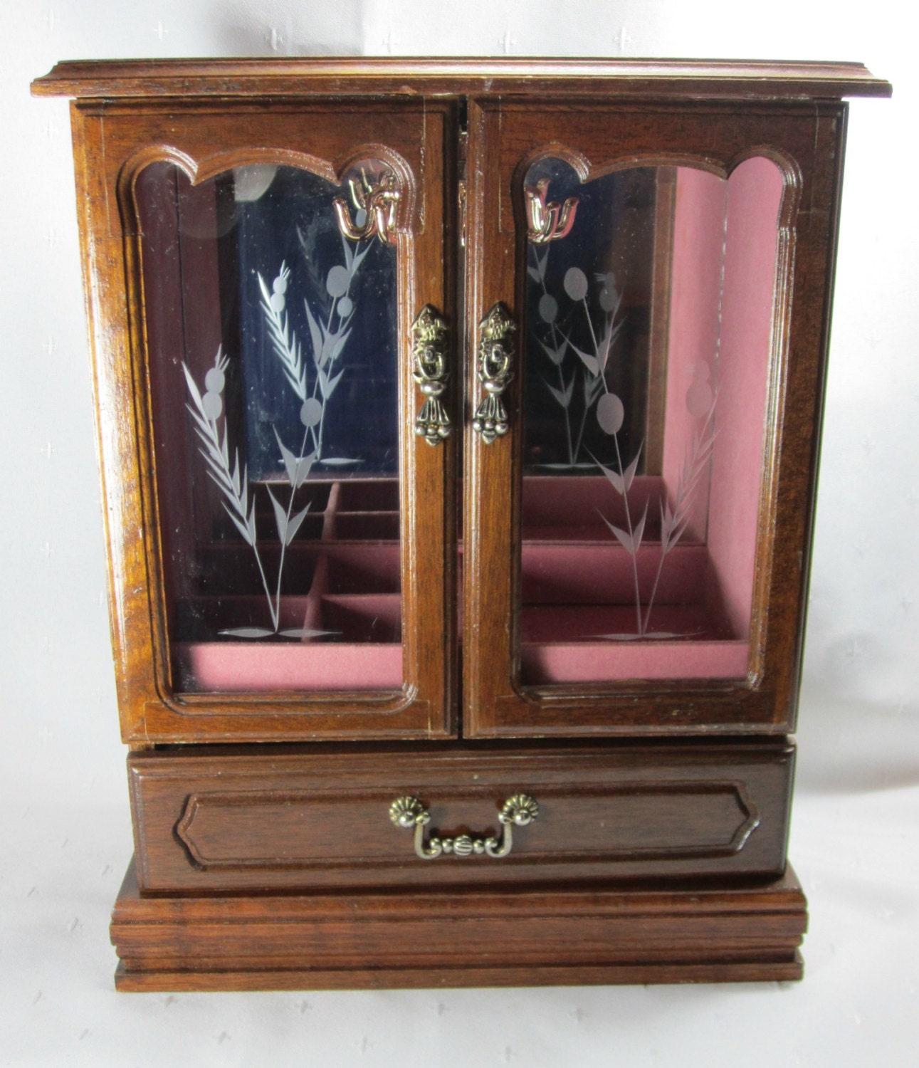 Wood Jewelry Box Mauve Lining Musical Jewelry Chest Large