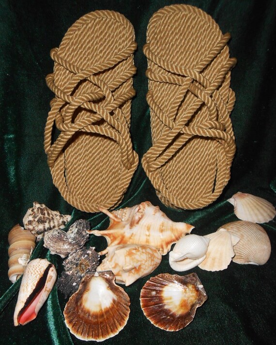 Handmade Utopian Rope Sandals -BeigeTan Size 10 Men