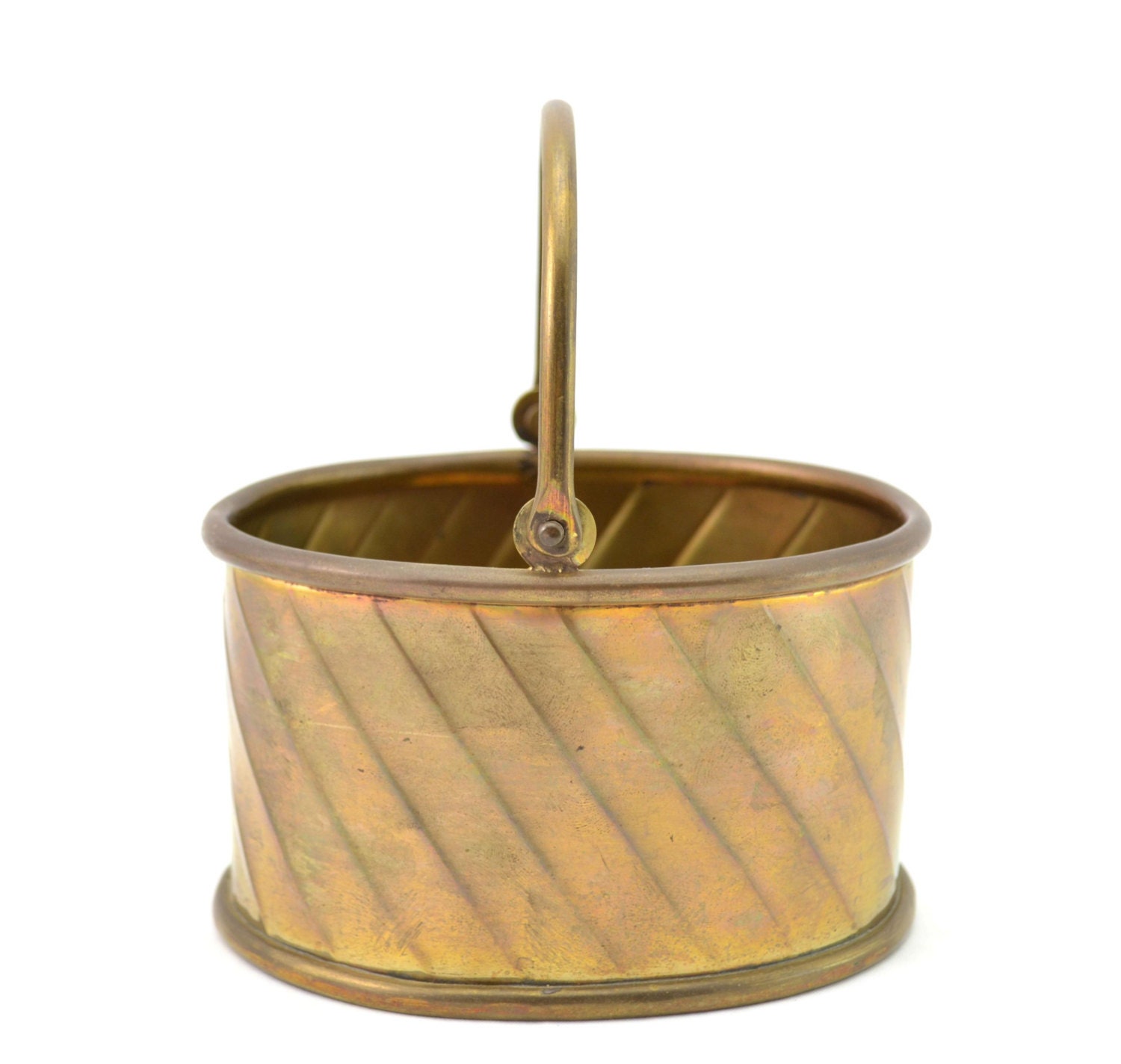 Small Vintage Brass Basket with Handle Andrea by Sadek Home