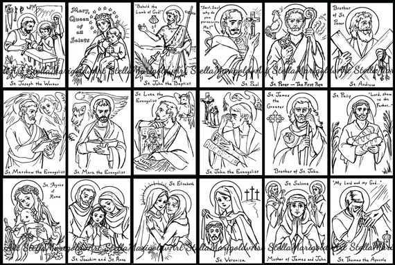Complete Coloring Cards of the Saints Set 1 by StellaMarigoldArt