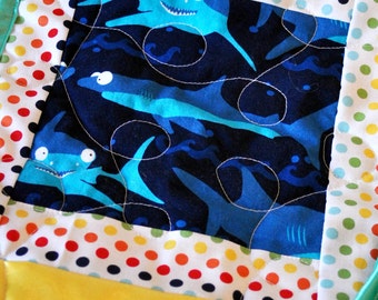 Shark Quilt, Shark Bedding, Shark Nursery, Shark Baby, Shark Decor, Shark Crib, Ocean Baby, Ocean Quilt, Ocean Nursery, Shark