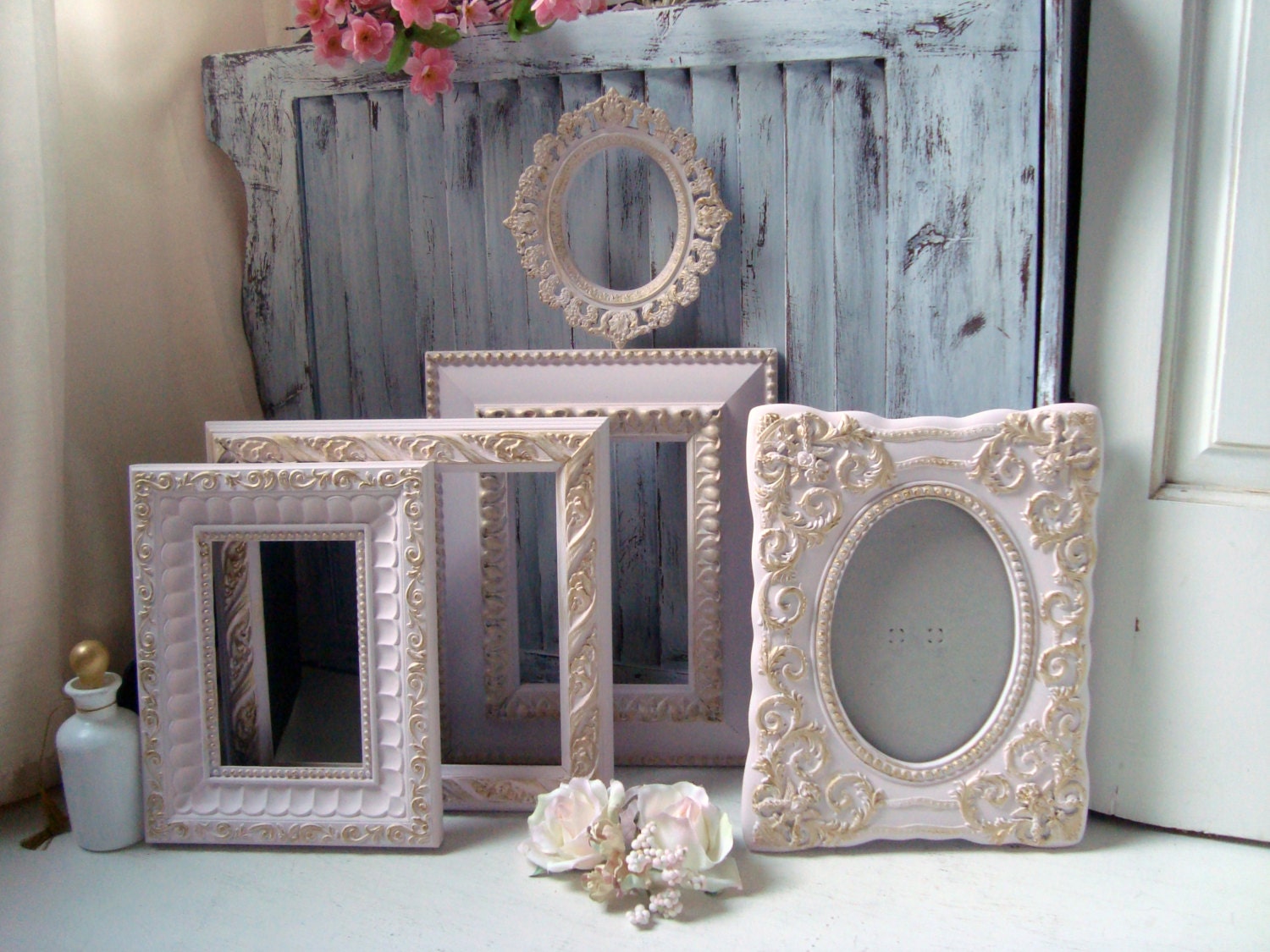 Pink Vintage Ornate Frames Light Pink And Gold Open Frame