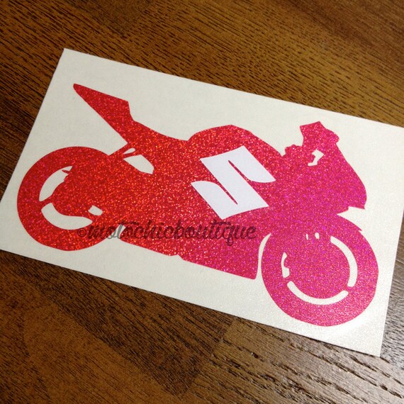Suzuki sportbike glitter vinyl decal by MotoChicBoutique on Etsy