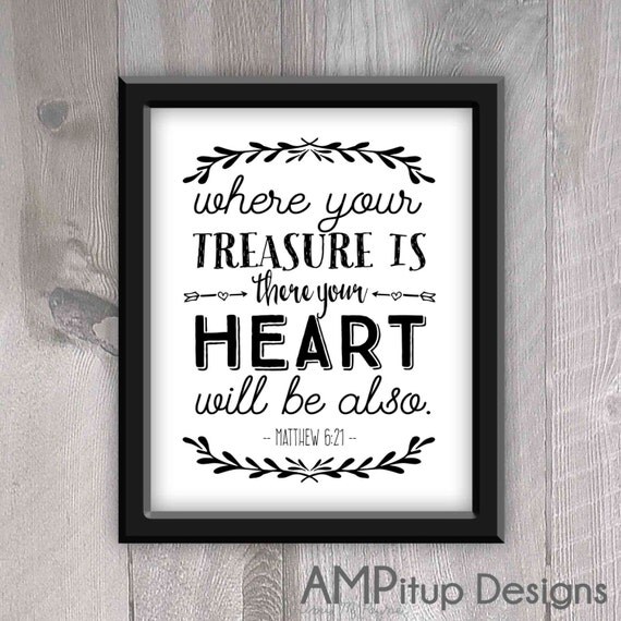 Items similar to Matthew 621 Printable Bible Verse Where Your