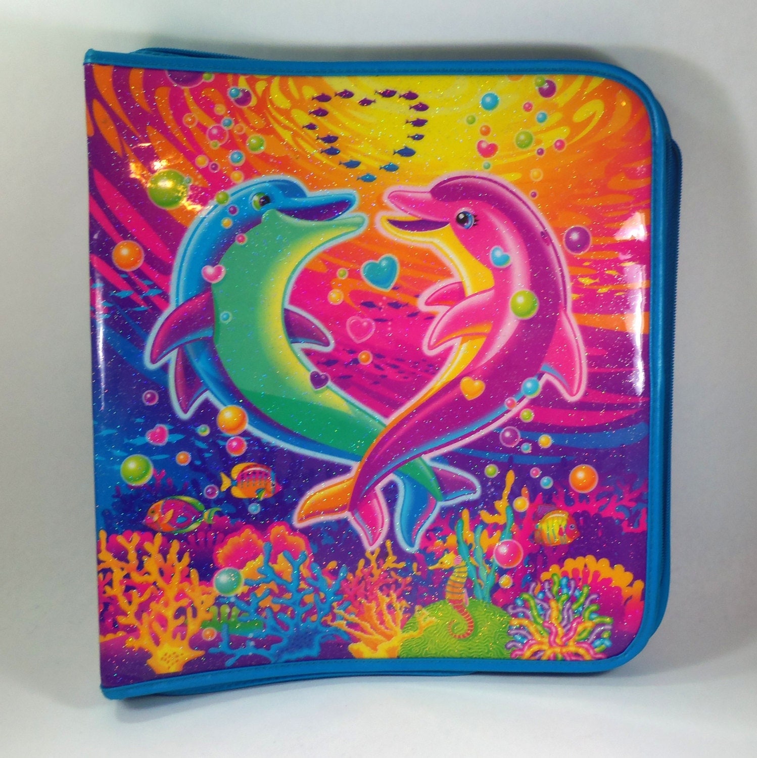 Lisa Frank 3 Ring Zipper Binder Used Dolphin By Thejunkinsailor