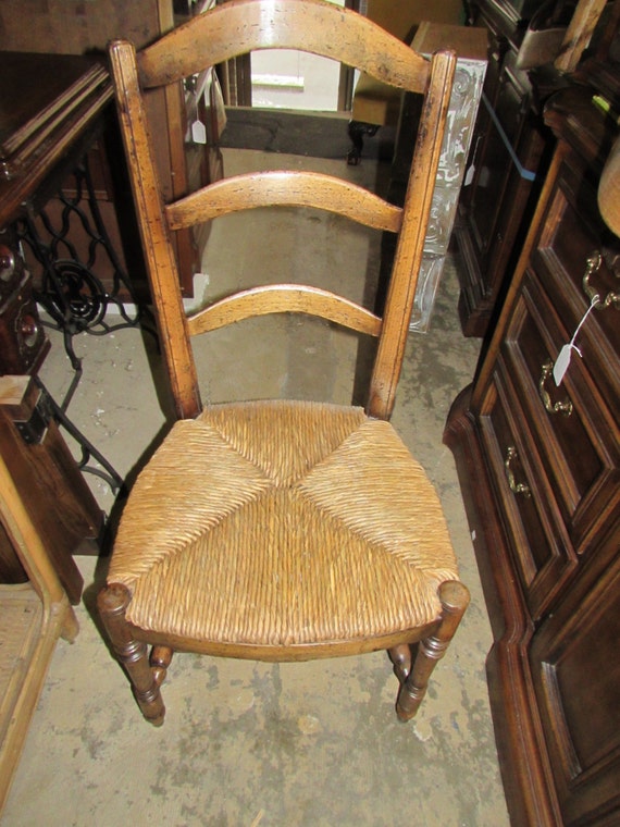Items similar to Set of Six Ladderback Chairs with Woven Natural Reed