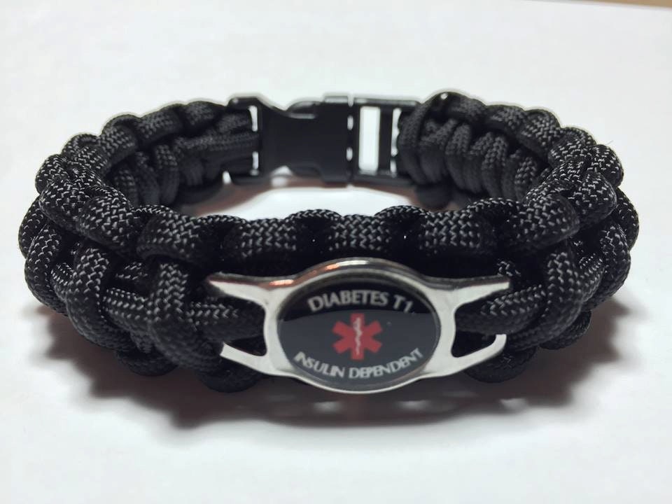Custom Paracord Diabetic Medical Alert Bracelet T1 Insulin
