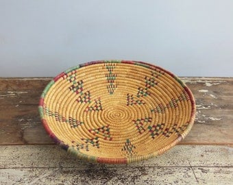Large Vintage Native Woven Coil Basket/Serving Tray