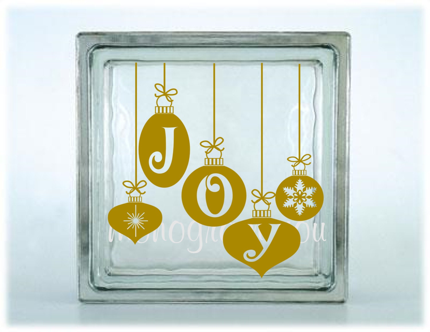 Christmas Glass Block Decal JOY Ornament Christmas Vinyl