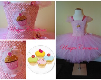 Cupcake tutu dress with 6 layers of tulle and embroidered patch
