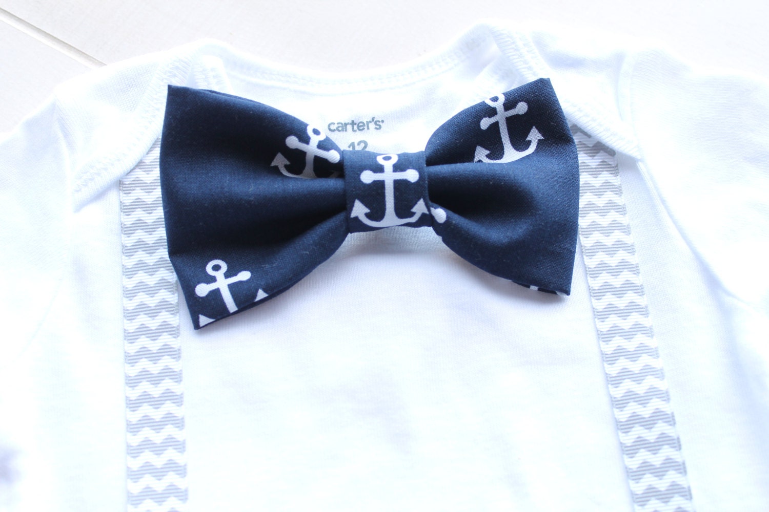 Baby Boy Outfit Anchor Bodysuit Baby Bow Tie and Suspenders