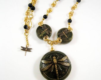 Dragonfly necklace- create a plaster mould for ceramic beads and wire work