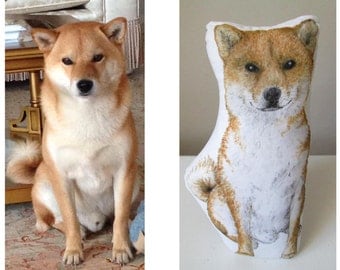 Custom dog plush hand painted personalized dog portrait realistic drawing pillow dog replica plush for dog lovers akita inu shiba inu
