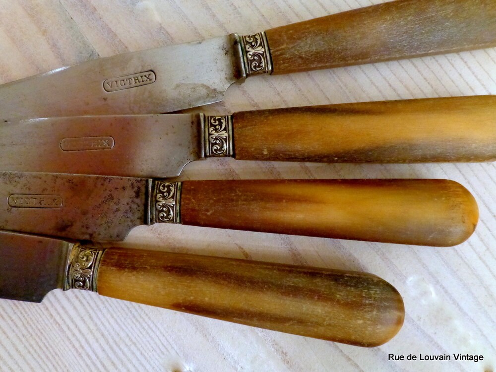 Antique Bone Handled Knives Set Of Six Dinner By RueDeLouvain